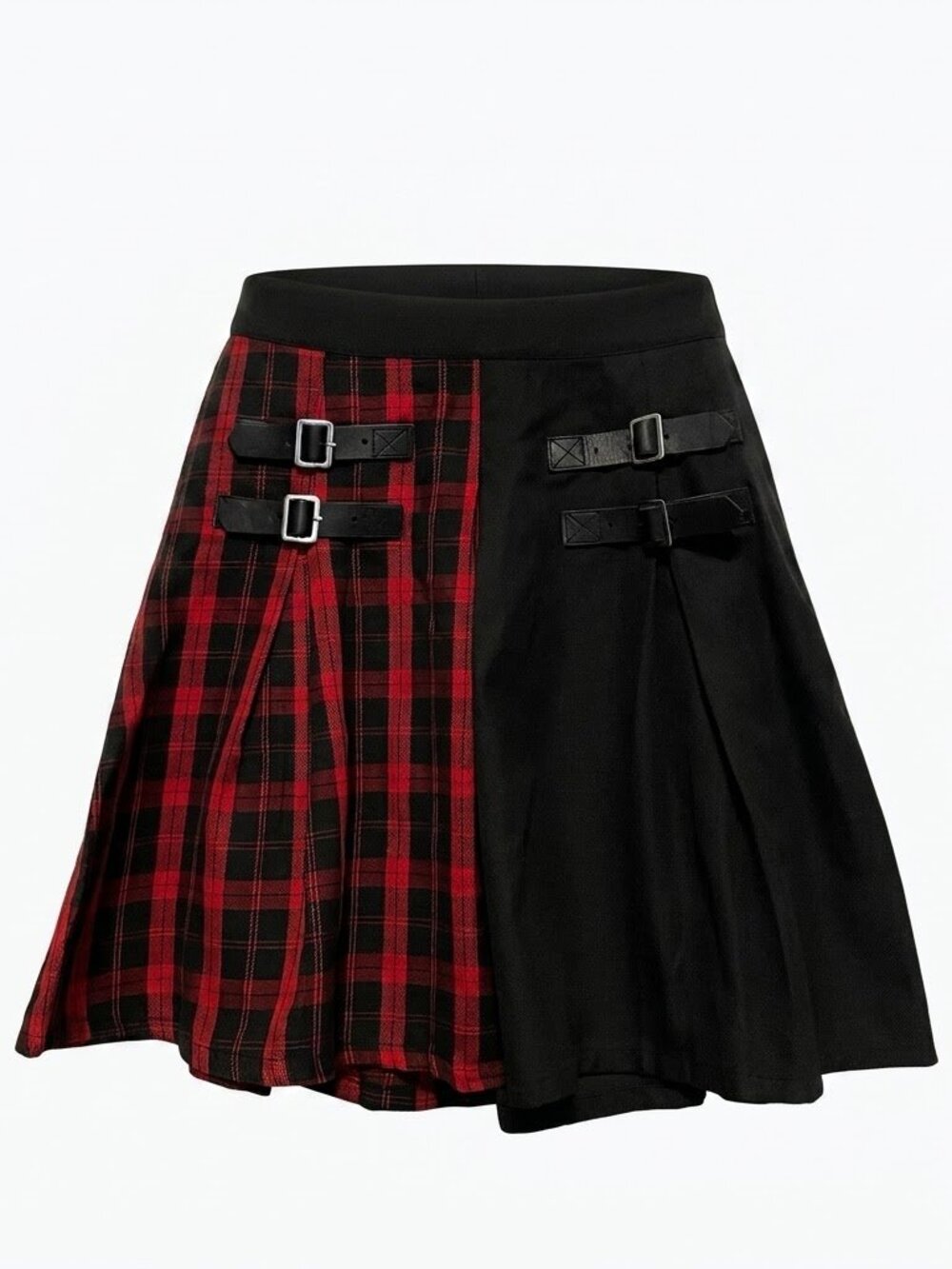Split Plaid Punk Mini Skirt Goth Grunge Pleated Kilt Alternative Alt Egirl XS 26
